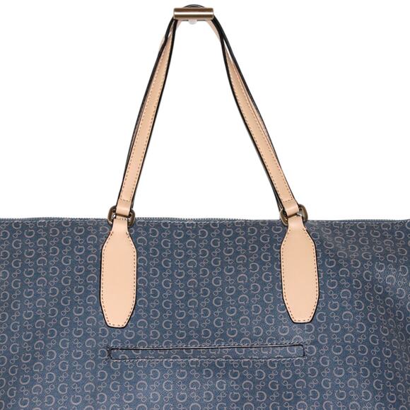 GUESS Logo Print Blue Stripe Large Tote Bag - Picture 5 of 11